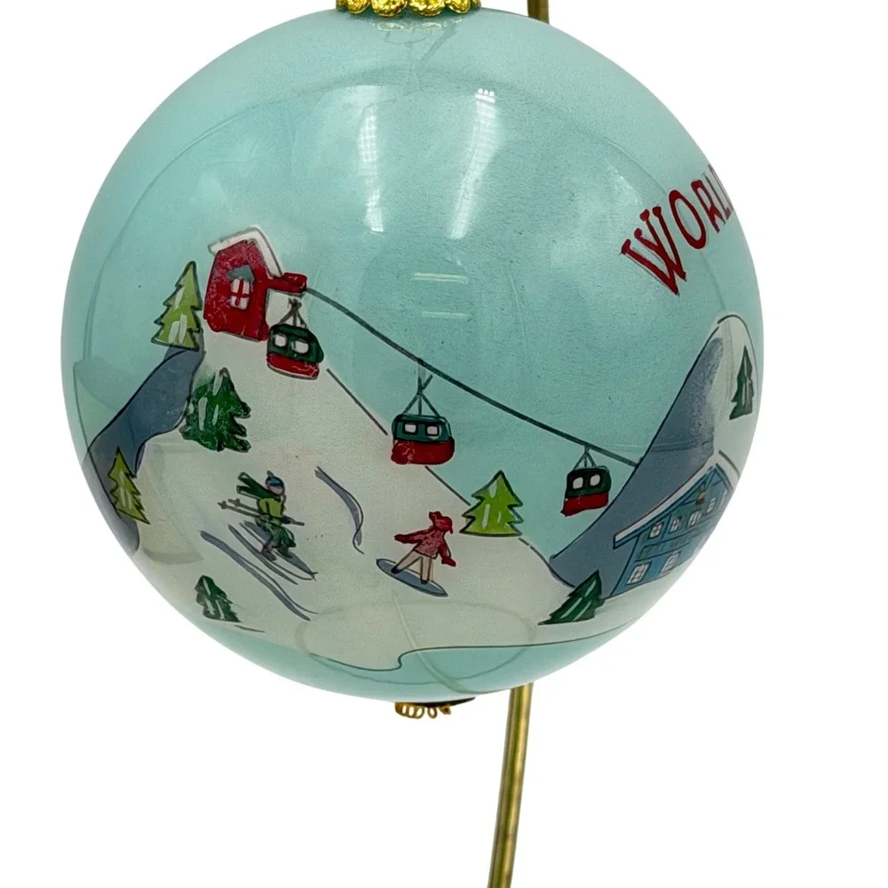 World Market 2021 Li Bien Glass Ornament Winter Ski Chalet Christmas Holiday New